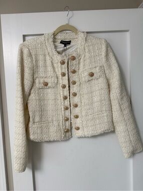 Generation Love Cream Tweed Button-Front Jacket